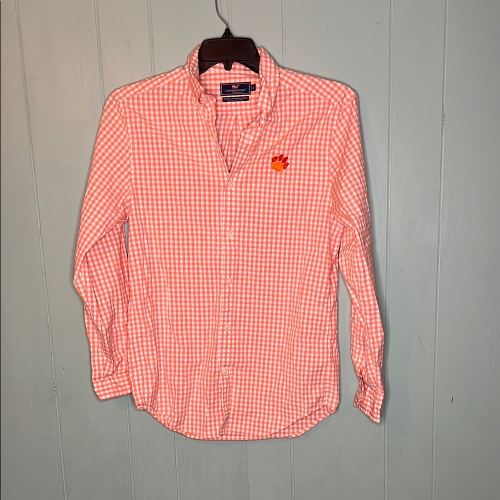 Vineyard Vines Orange Gingham Casual Shirt